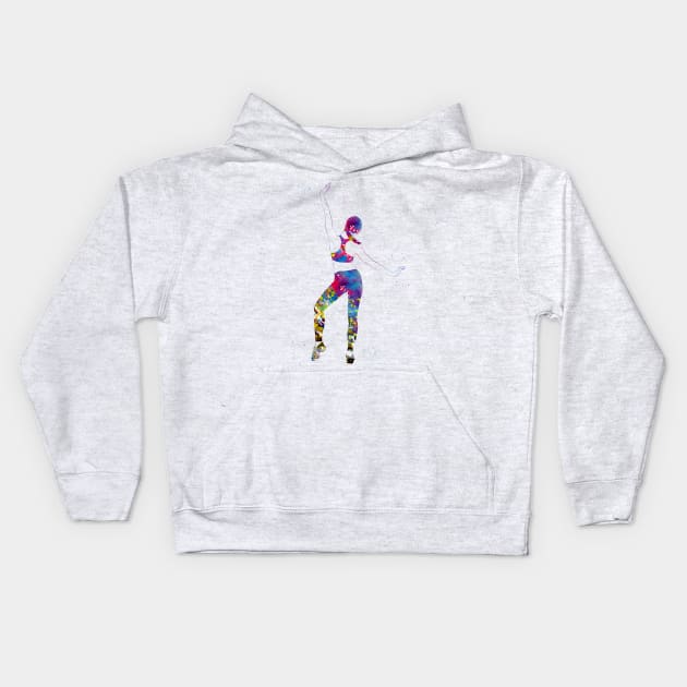 Fitness woman Kids Hoodie by erzebeth